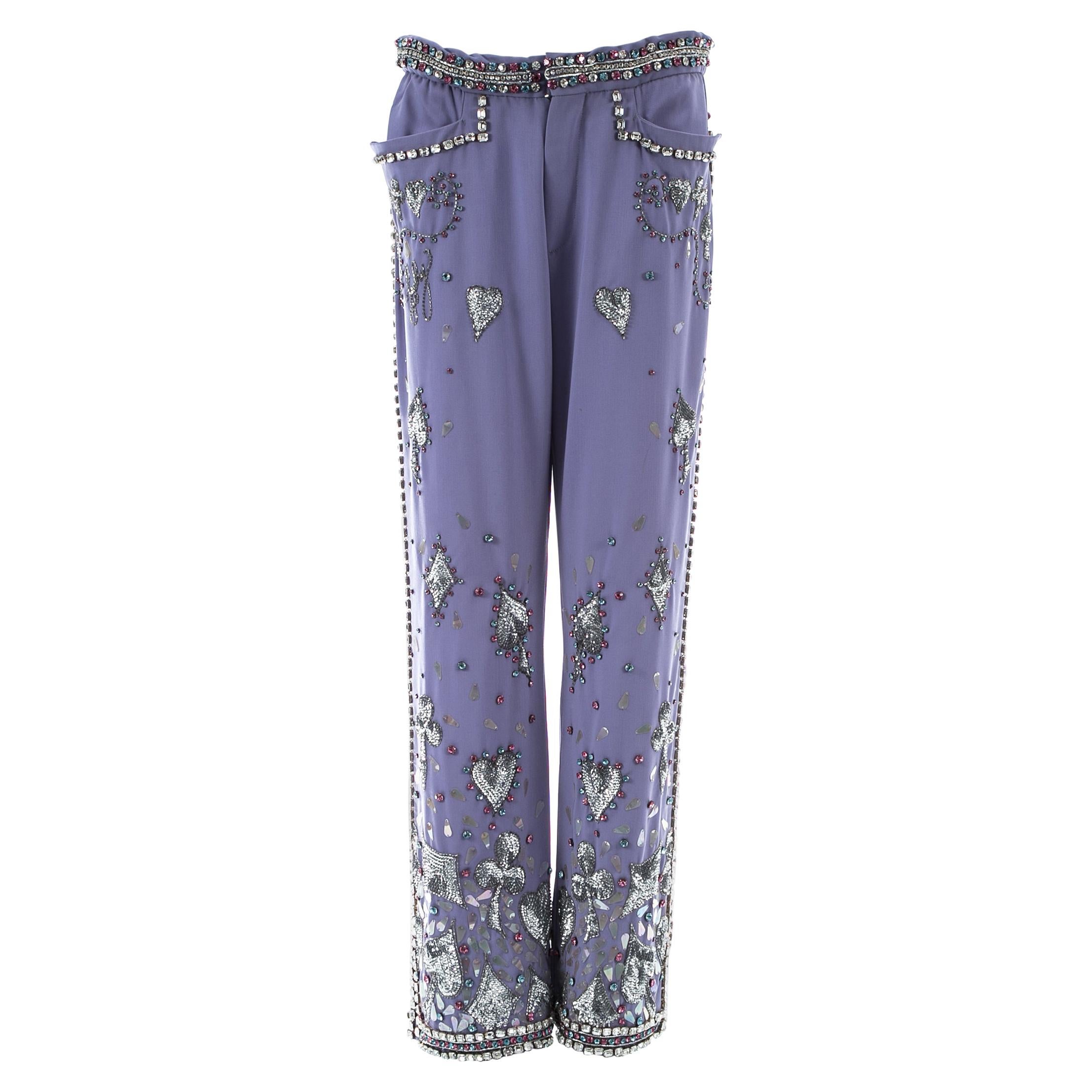 Gucci by Tom Ford violet cotton embellished evening pants, ss 1999