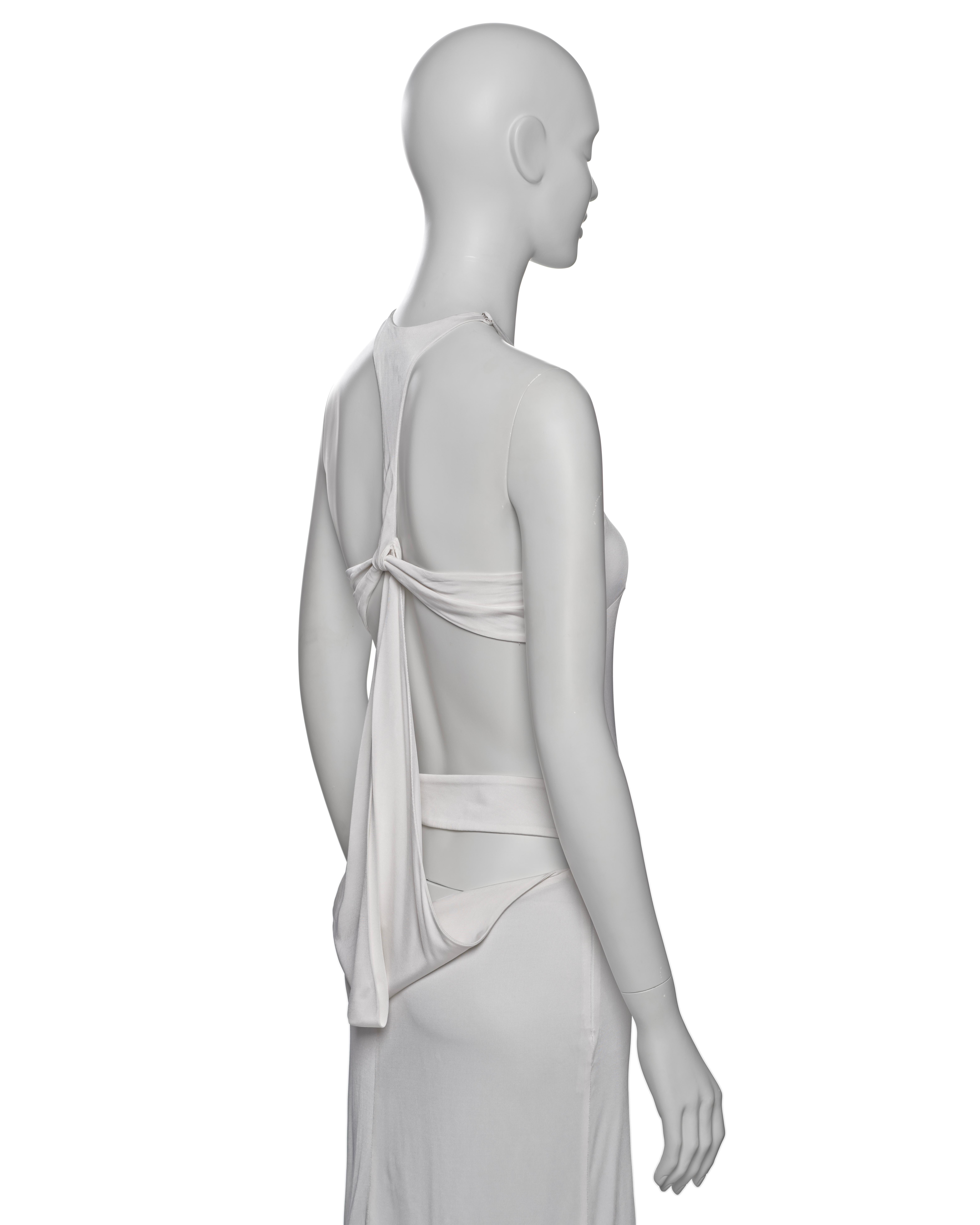Gucci by Tom Ford White Evening Dress with Gold Crystal Dragon Brooch, FW 2004 For Sale 8