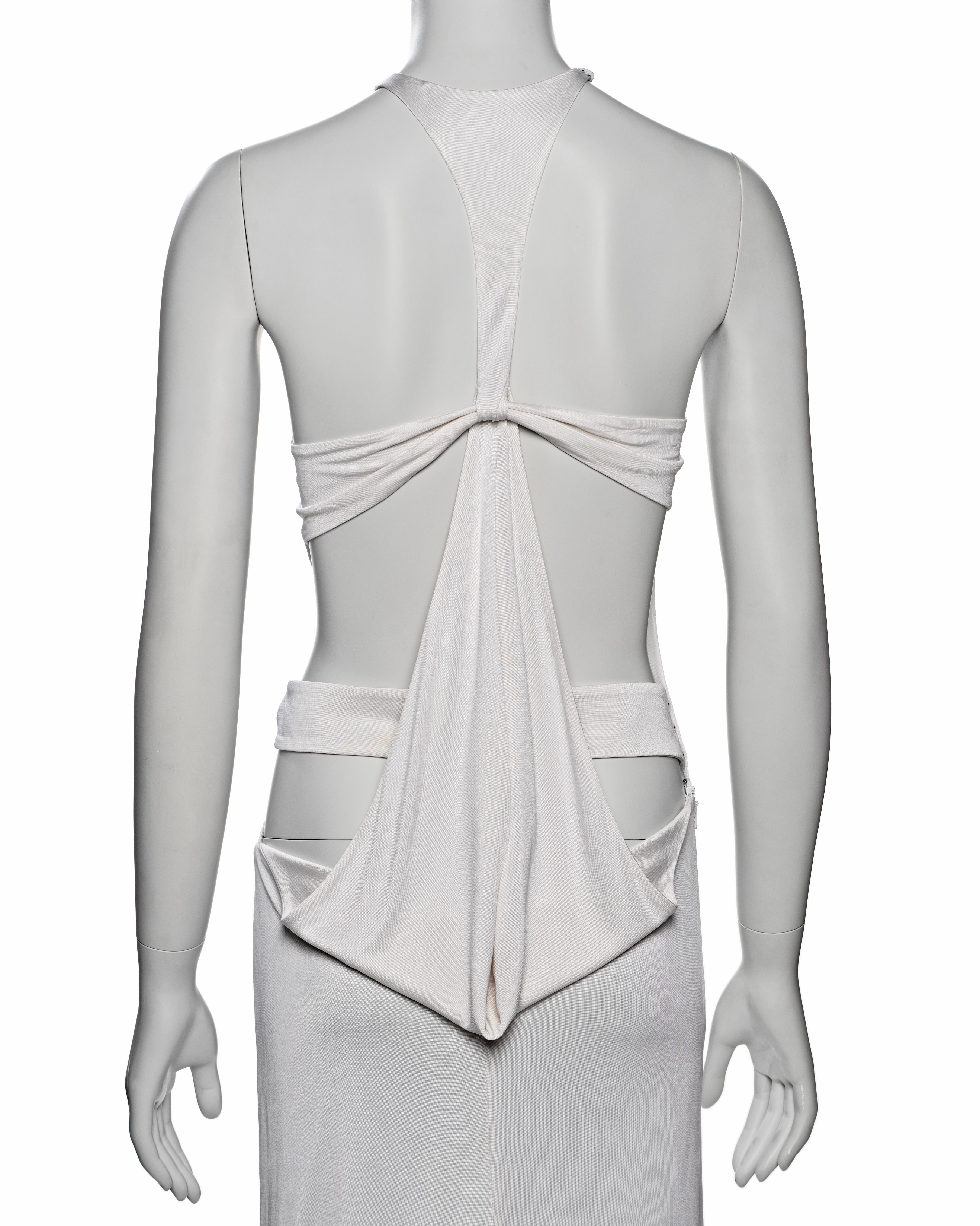 Gucci by Tom Ford White Evening Dress with Gold Crystal Dragon Brooch, FW 2004 For Sale 10