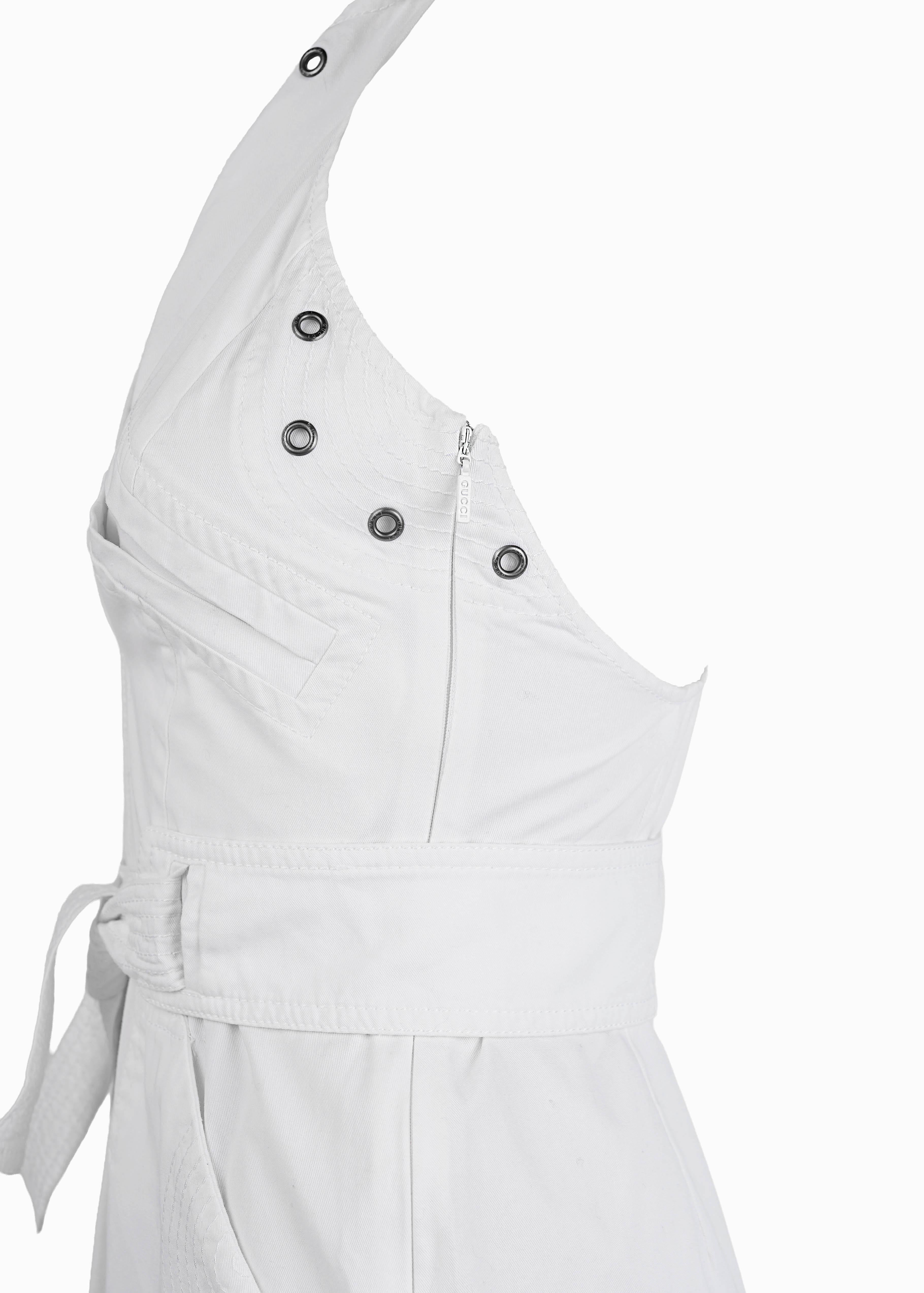 Gucci by Tom Ford Weißes Minikleid mit Rollkragen - Frühjahr/Sommer 2003 Laufsteg IT40 im Angebot 8