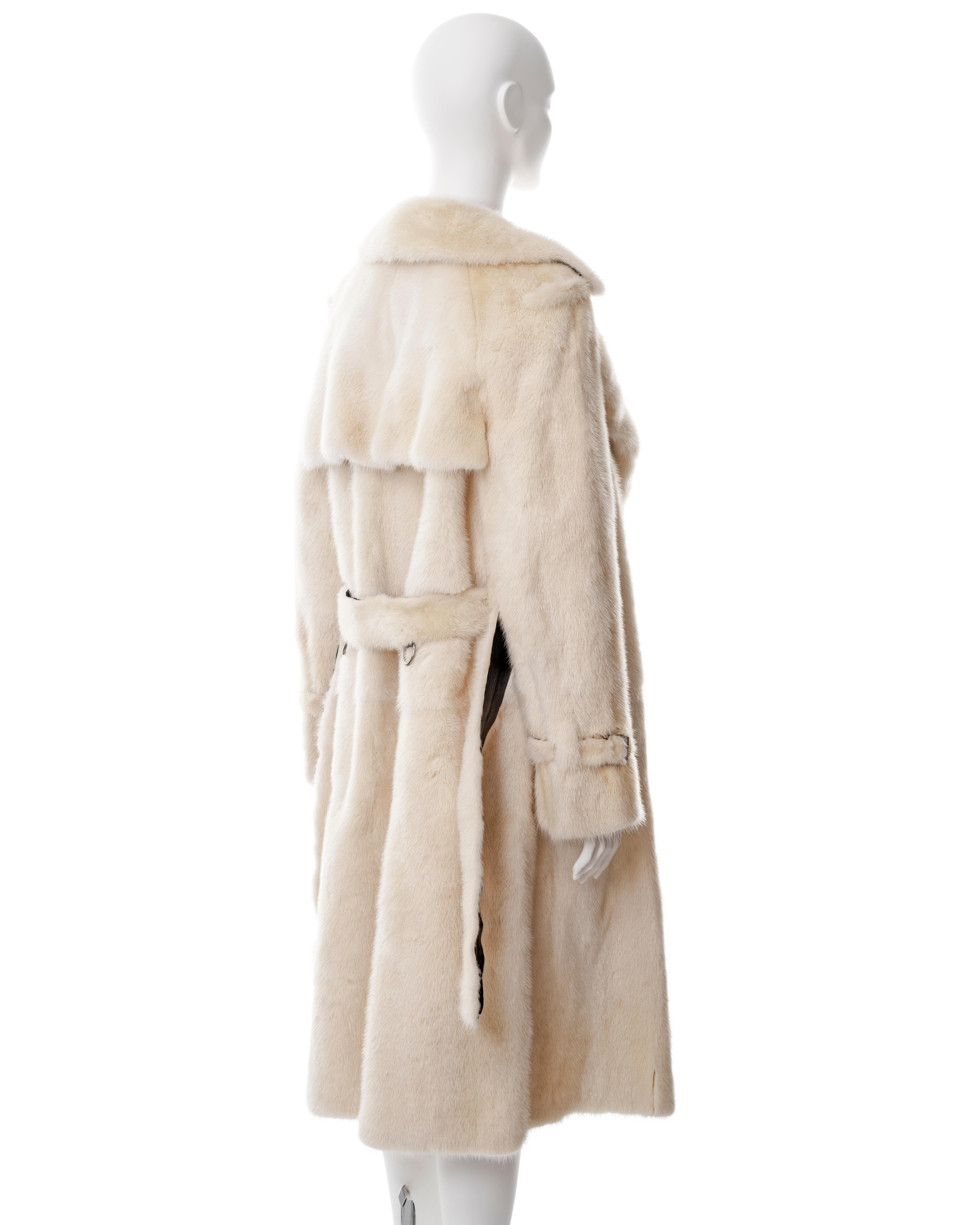 Gucci by Tom Ford white mink fur trench coat, fw 1998 For Sale 6