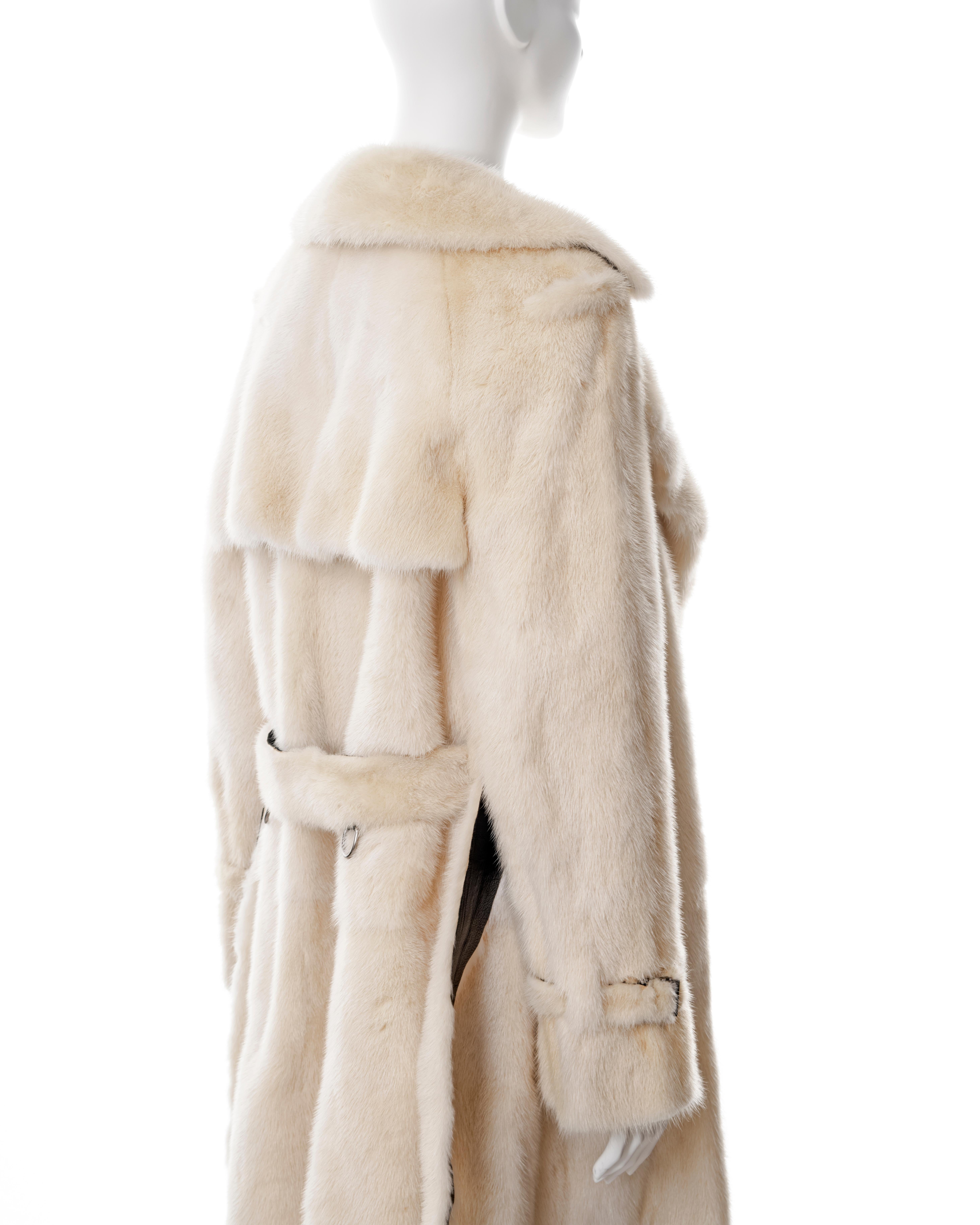 Gucci by Tom Ford white mink fur trench coat, fw 1998 For Sale 7