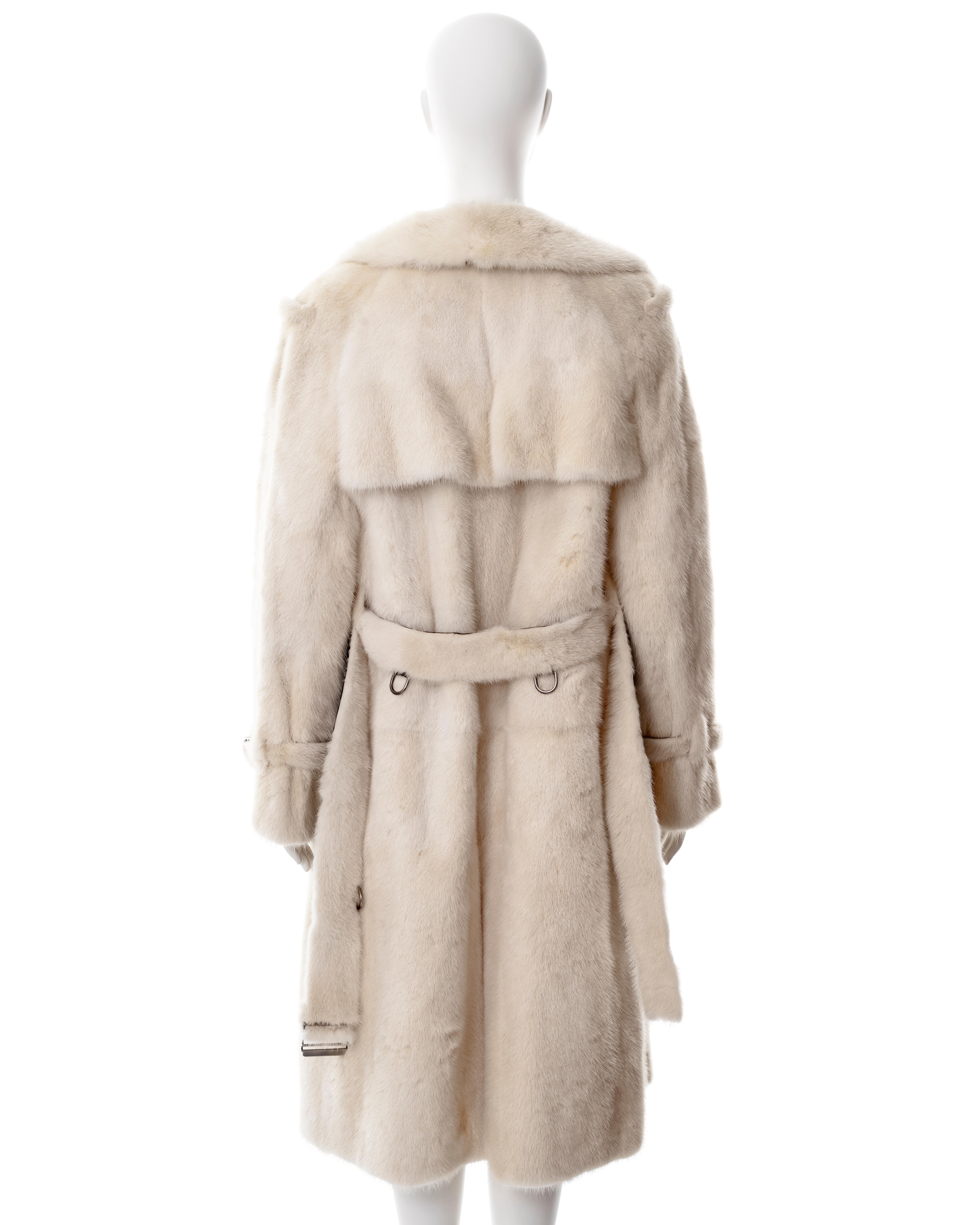 Gucci by Tom Ford white mink fur trench coat, fw 1998 For Sale 8