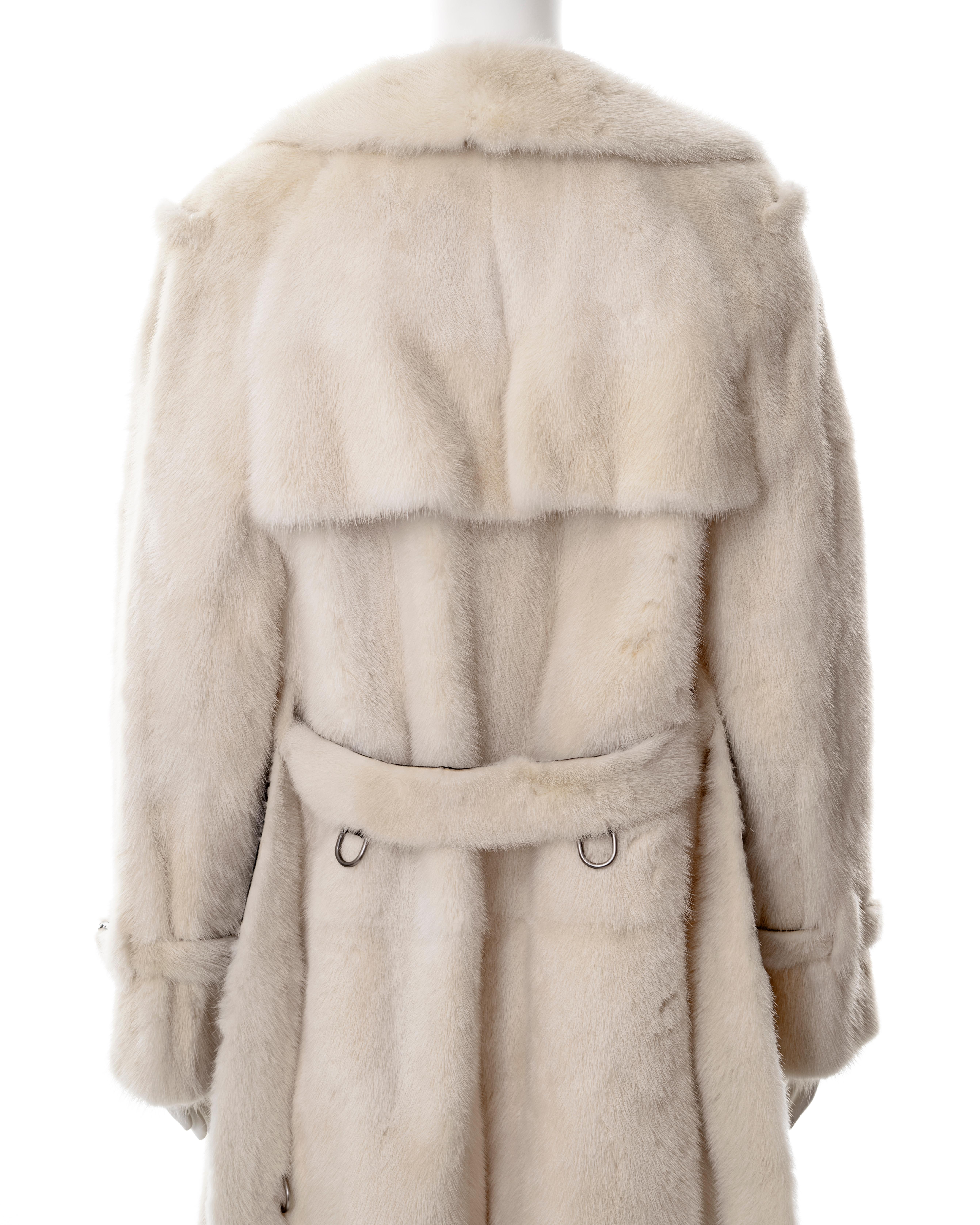 Gucci by Tom Ford white mink fur trench coat, fw 1998 For Sale 9