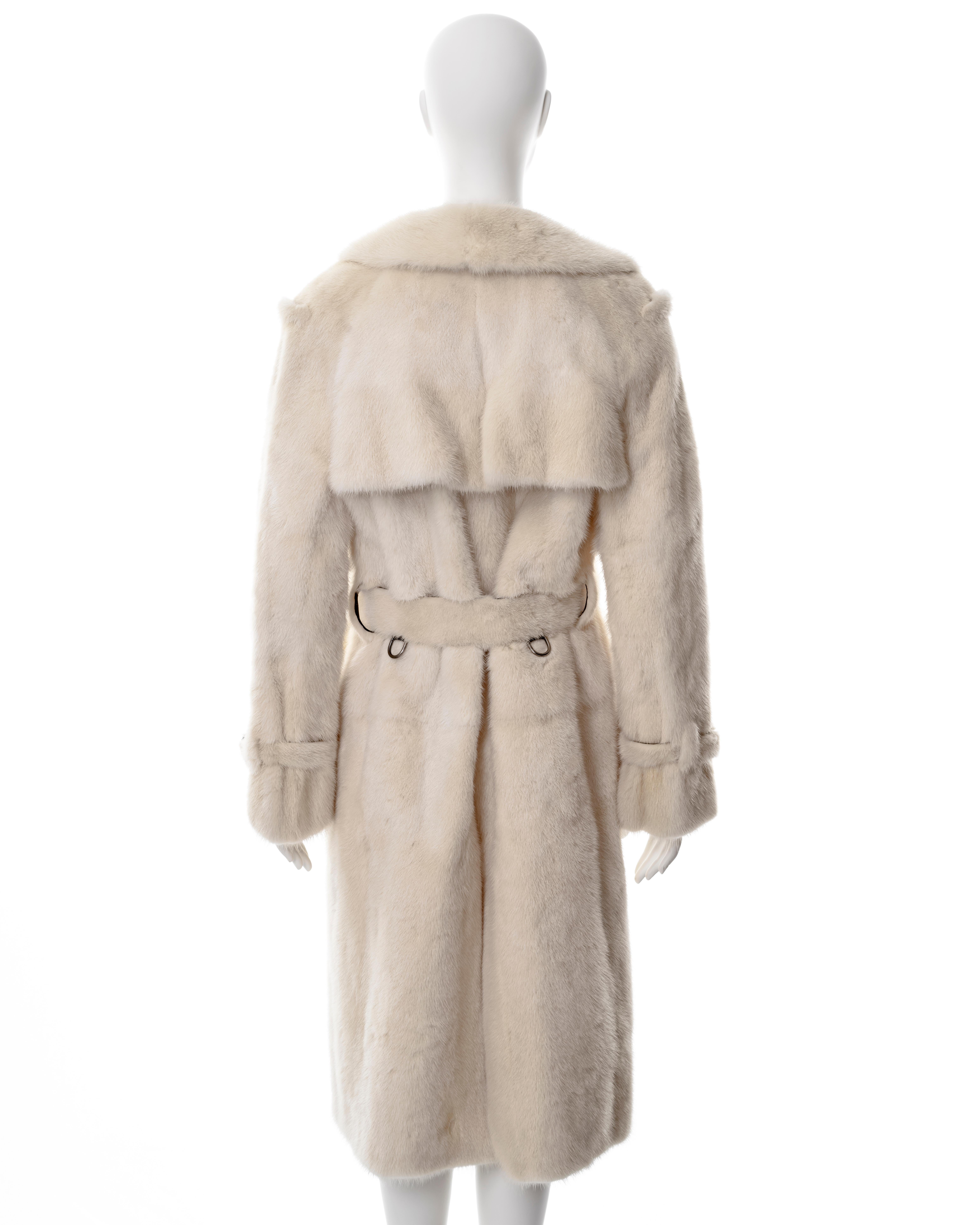 Gucci by Tom Ford white mink fur trench coat, fw 1998 For Sale 11