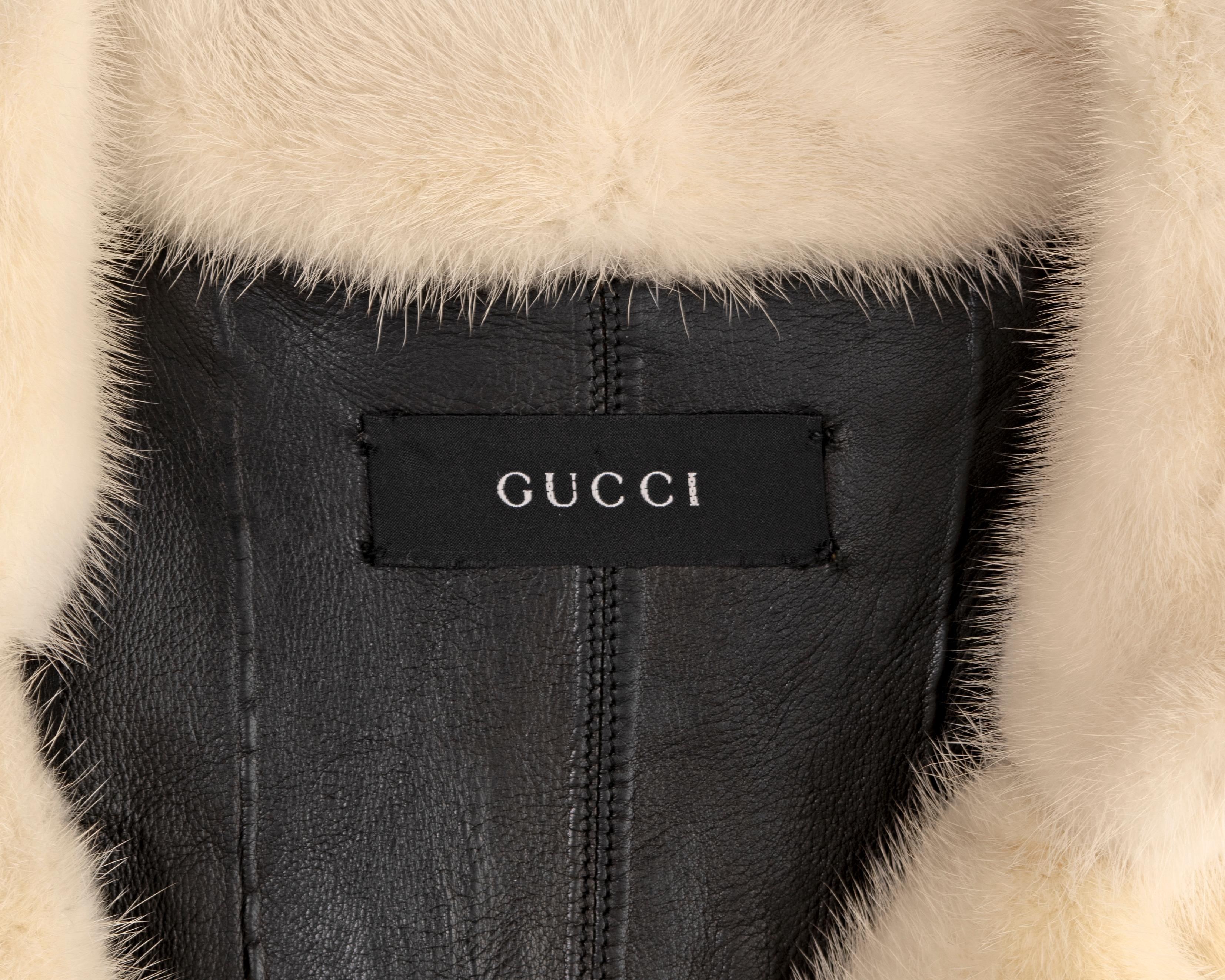 Gucci by Tom Ford white mink fur trench coat, fw 1998 For Sale 12