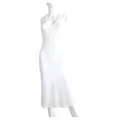 GUCCI by TOM FORD White Sleeveless V-Neck Viscose Knit Midi Dress, Circa 2004