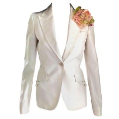 Gucci by Tom Ford Winter White Winged Lapel Fitted Jacket Blazer IT 38/ US 2