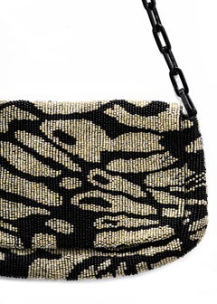 Gucci by Tom Ford zebra pattern beaded silk evening flap bag, ss 2000