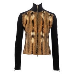 Gucci by Tom Ford Cardigan in maglia a costine e pelliccia con zip sul davanti, fw 2000