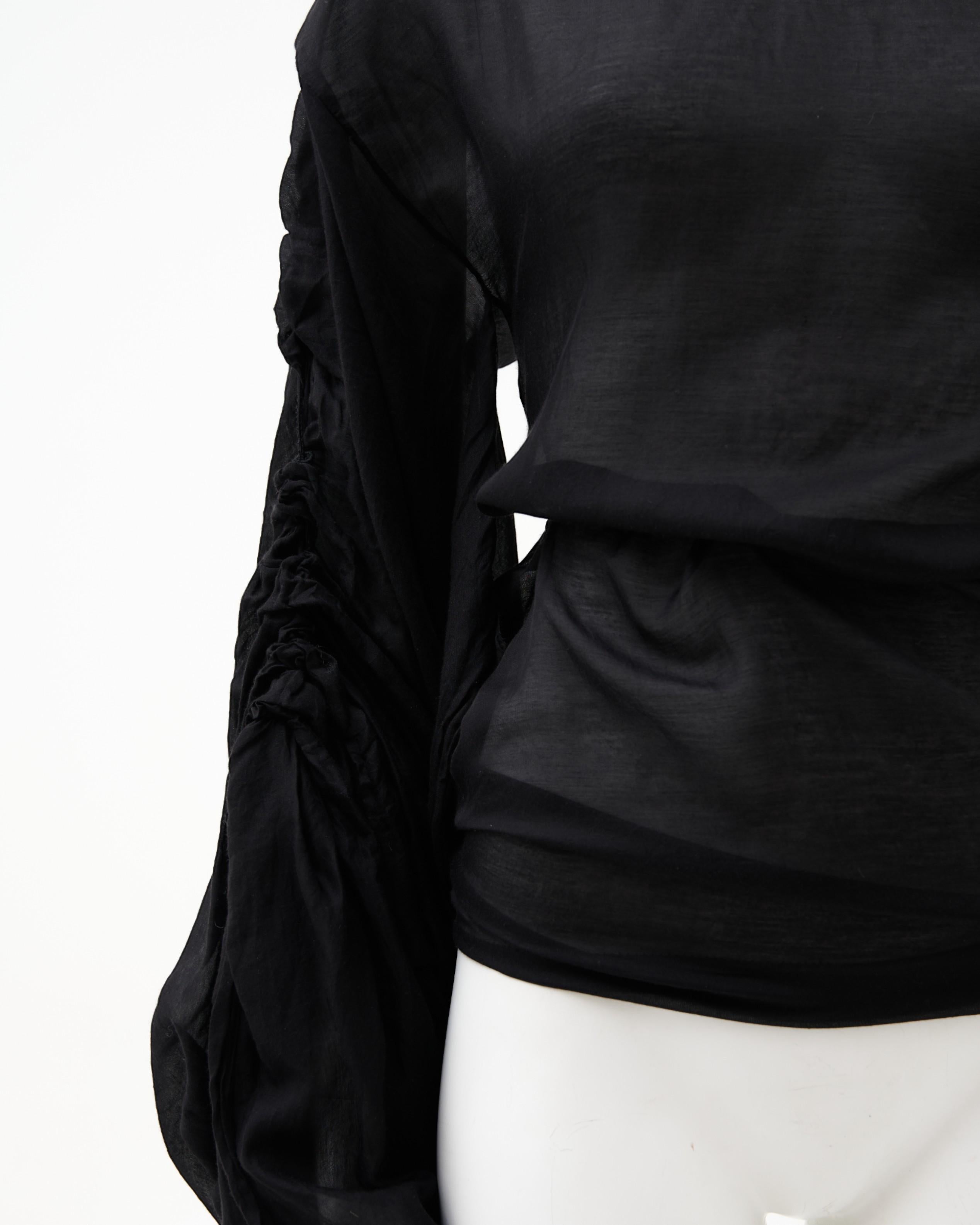 Gucci de Tom Ford	F/W 2002 Bondage Semitransparente Top Negro en venta 5