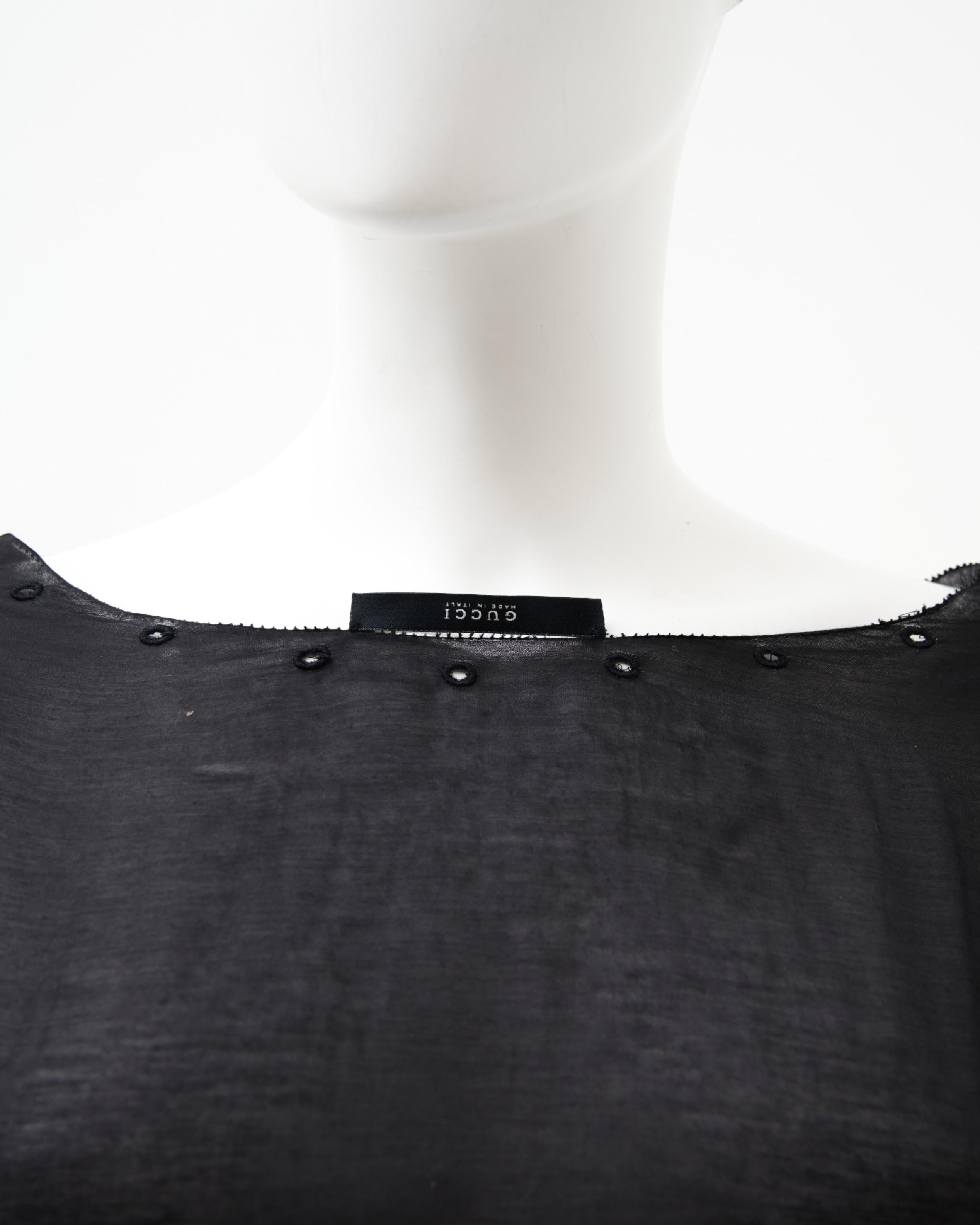 Gucci de Tom Ford	F/W 2002 Bondage Semitransparente Top Negro en venta 6