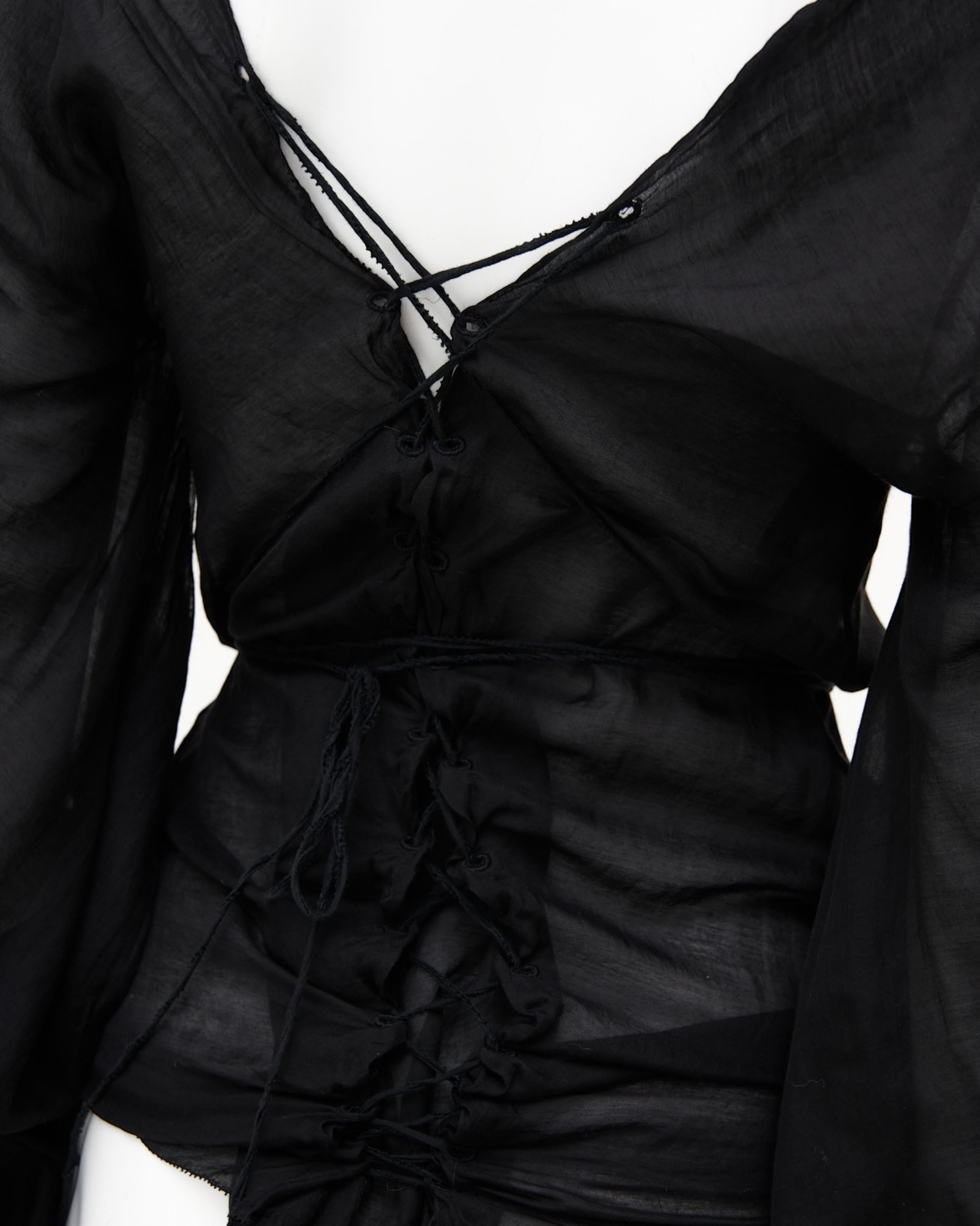 Gucci de Tom Ford	F/W 2002 Bondage Semitransparente Top Negro en venta 3