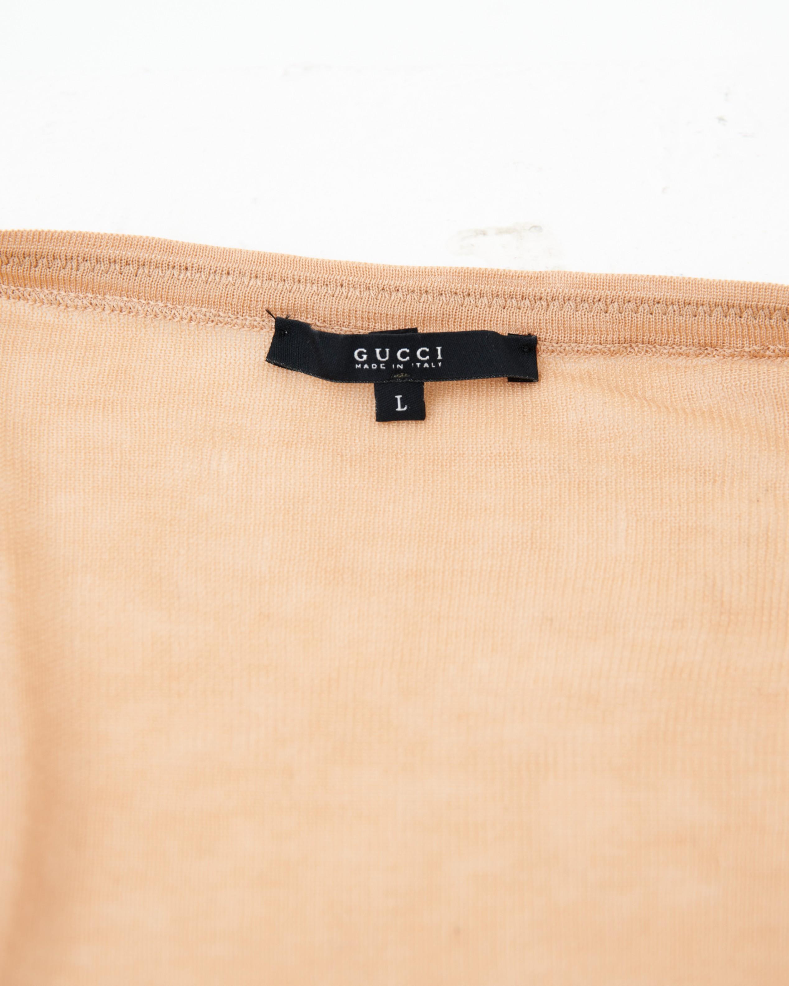 Gucci de Tom Ford	Cárdigan rosa asimétrico con cordones de finales de los 90 en venta 3
