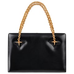 GUCCI c.1960's Black Leather Gold Chain Link Push Lock Structured Handbag  RARE at 1stDibs | black gucci bag with gold chain, gucci black purse with gold  chain, gucci black purse gold chain