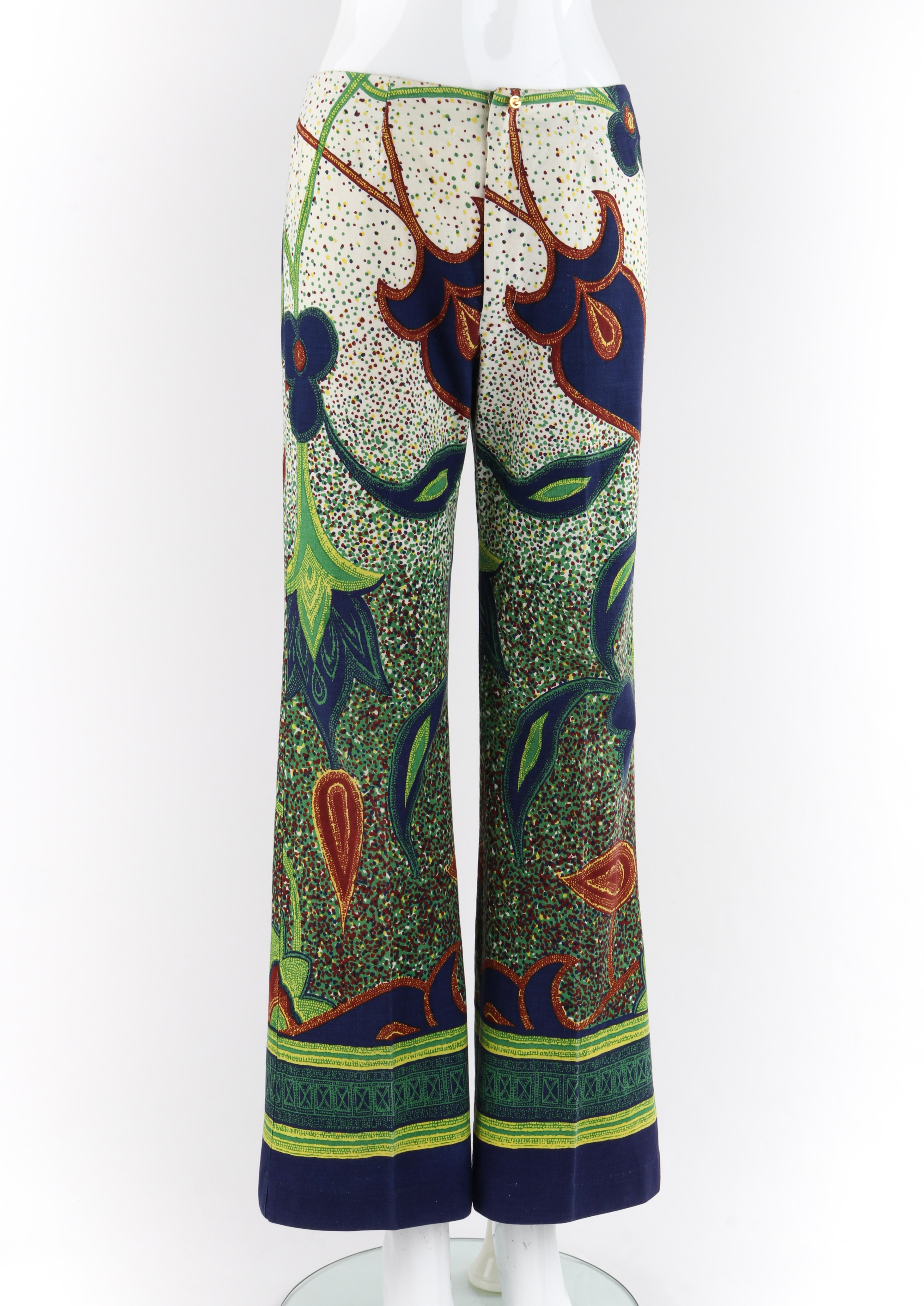 GUCCI c.1970’s Multi-Color Paisley Flora Print Flared Wide Leg Trouser ...