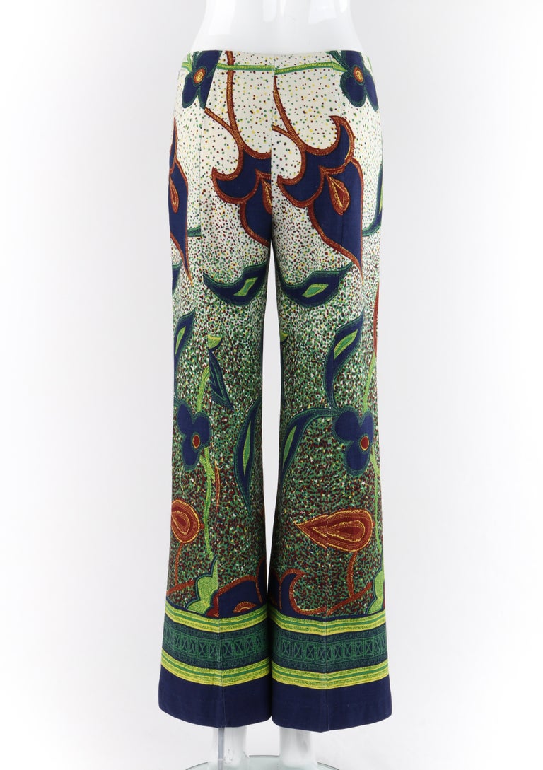 GUCCI c.1970’s Multi-Color Paisley Flora Print Flared Wide Leg Trouser ...