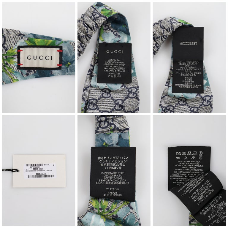 Gucci Silk Flora/Blooms Headband NWT Blue GUCCI c.2016 “Blooms” Blue Gray GG Monogram Floral Knotted  main image 4