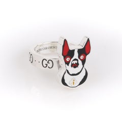 GUCCI c.2018 Chinese New Year "Orso" Sterling Silver Boston Terrier Dog Ring LTD