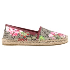 GUCCI c.2018 “GG Supreme Blooms” Pink Floral Monogram Slip-On Espadrilles w/Box