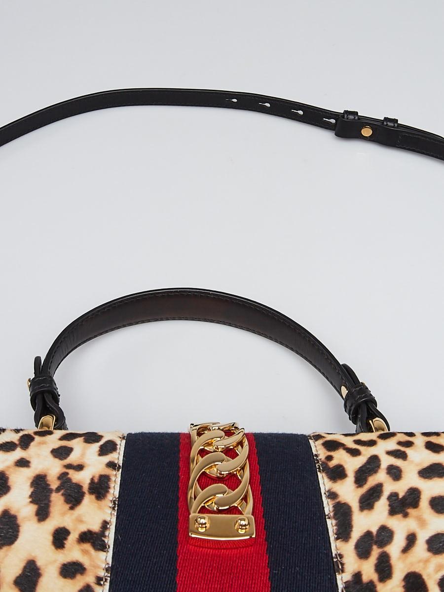 Gucci Calf Hair Medium Leopard Print Sylvie Shoulder Bag In New Condition In Montreal, Quebec