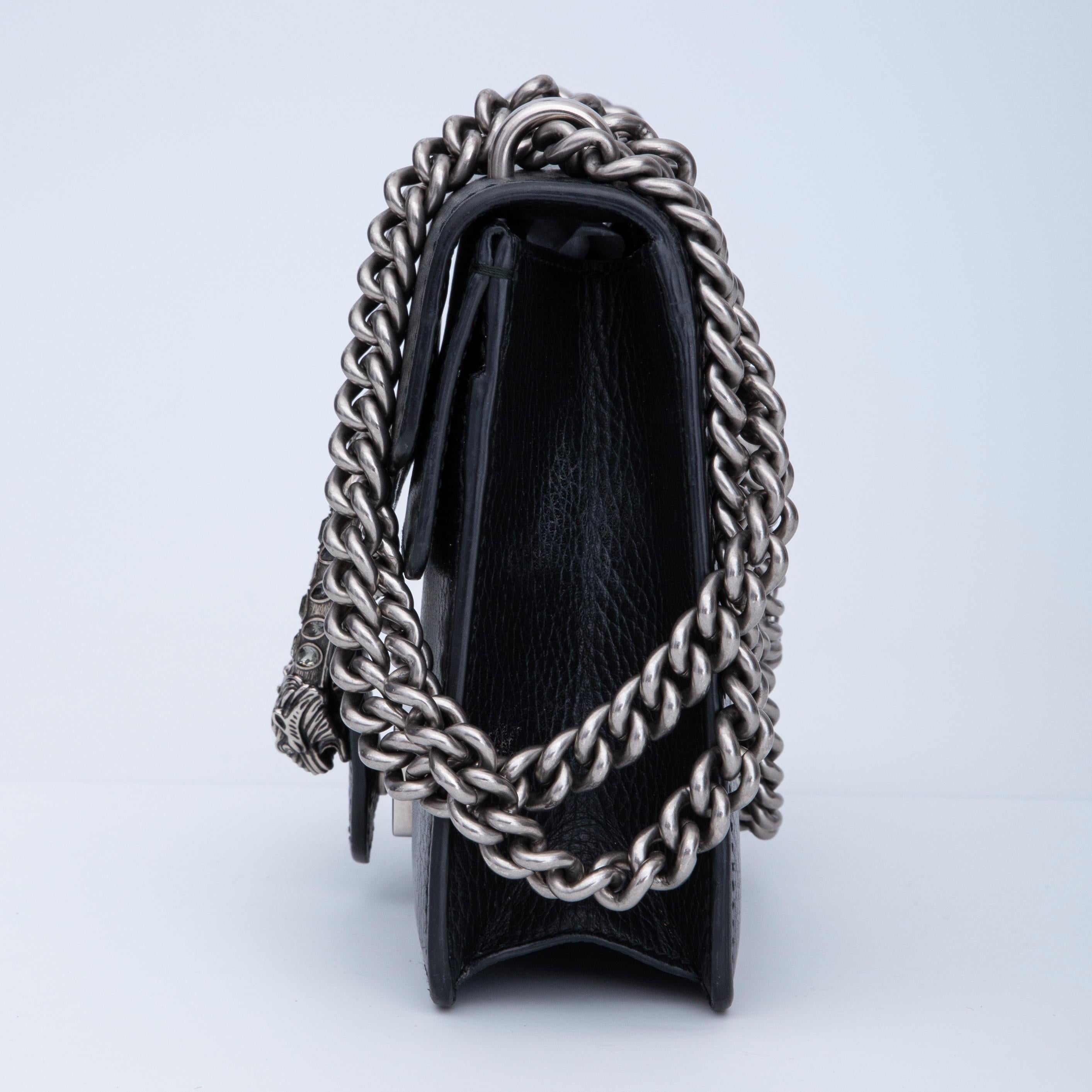 Women's Gucci Calfskin Black Crystal Embellished Mini Dionysus Bag For Sale