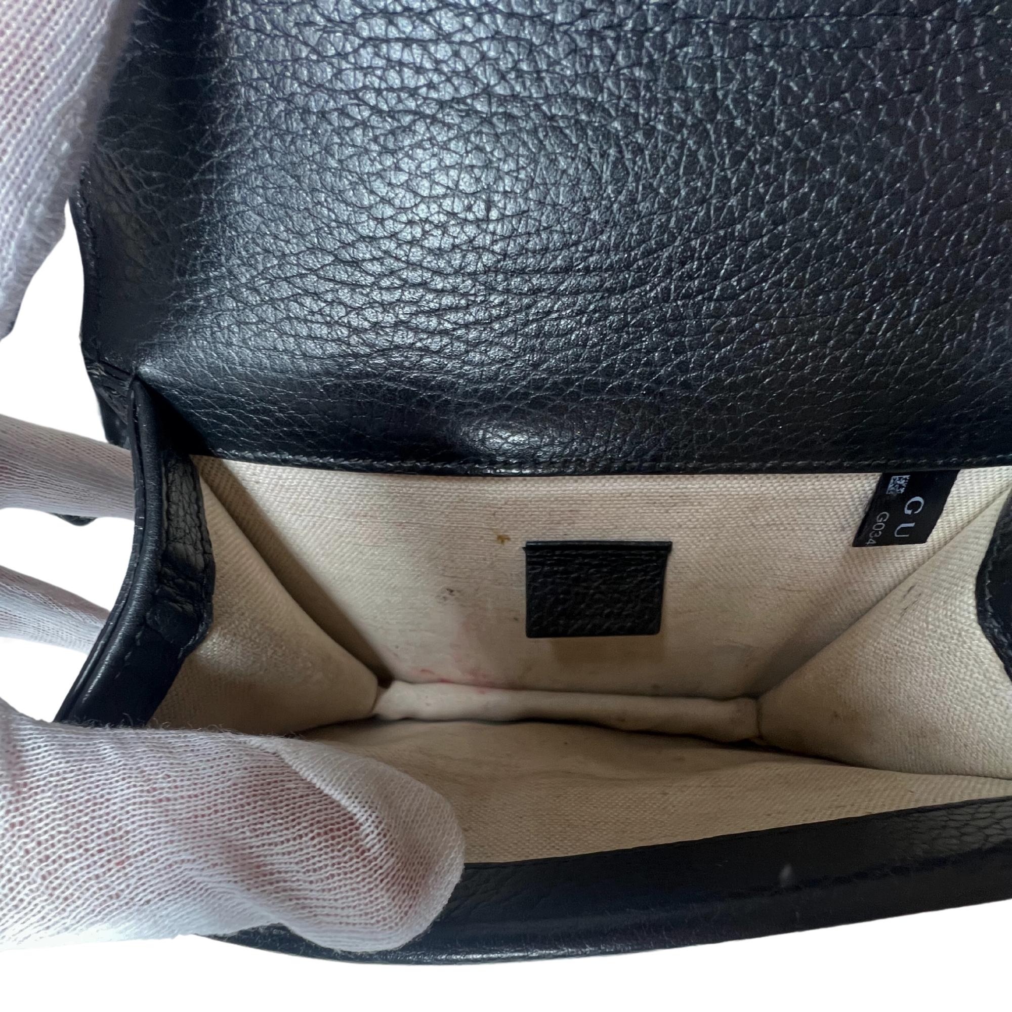 Gucci Calfskin Black Crystal Embellished Mini Dionysus Bag For Sale 2