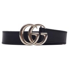 Gucci Calfskin Black Marmont GG 40mm Belt Silver (28)