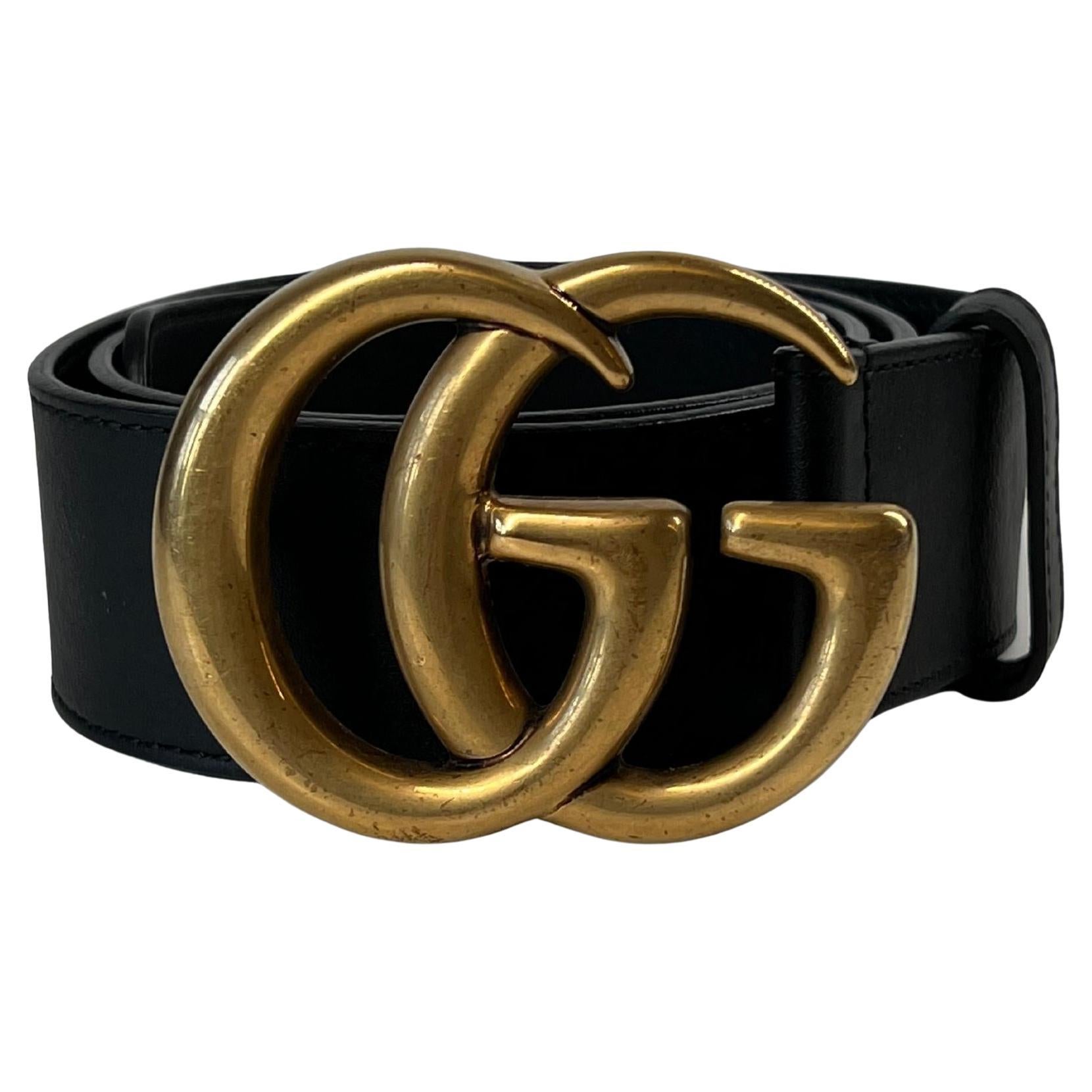 Gucci Calfskin Black Marmont GG Belt (75/30) 400593