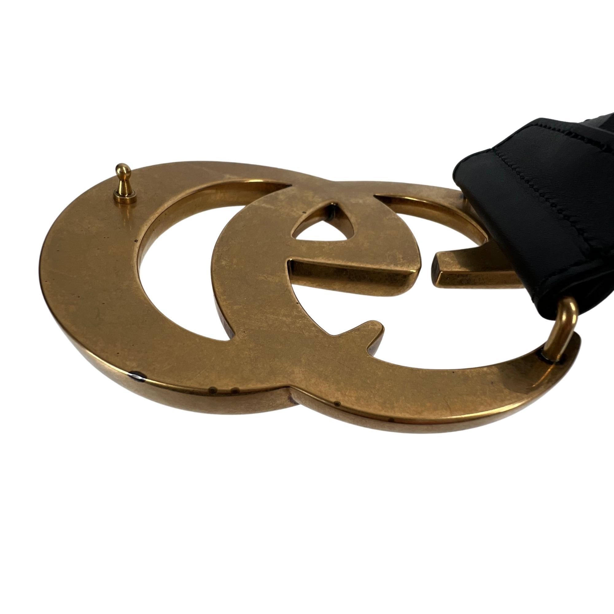 Women's or Men's Gucci Calfskin Black Marmont GG Wide Belt (75/30) 453265