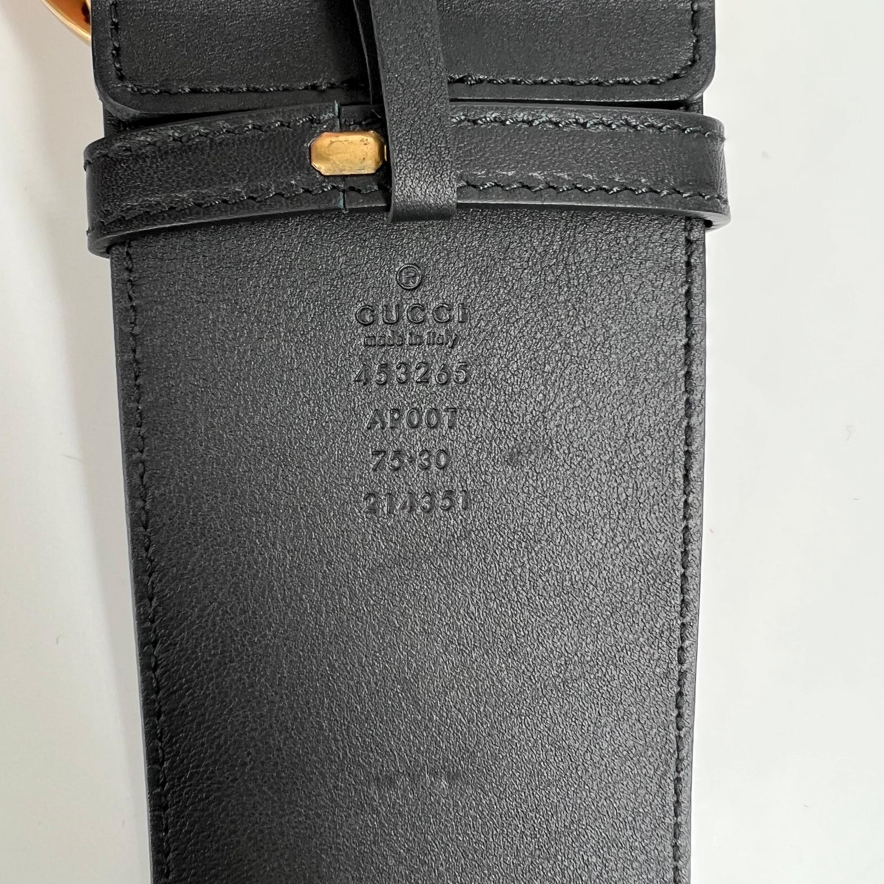 Gucci Calfskin Black Marmont GG Wide Belt (75/30) 453265 2