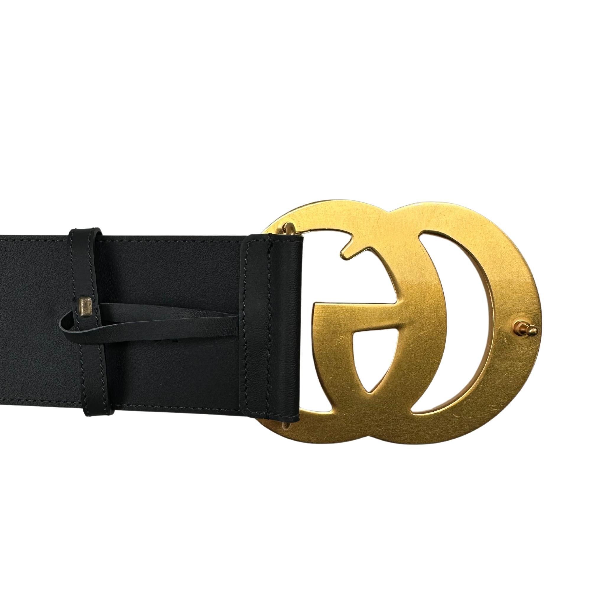Women's or Men's Gucci Calfskin Black Marmont GG Wide Belt (95) 453265