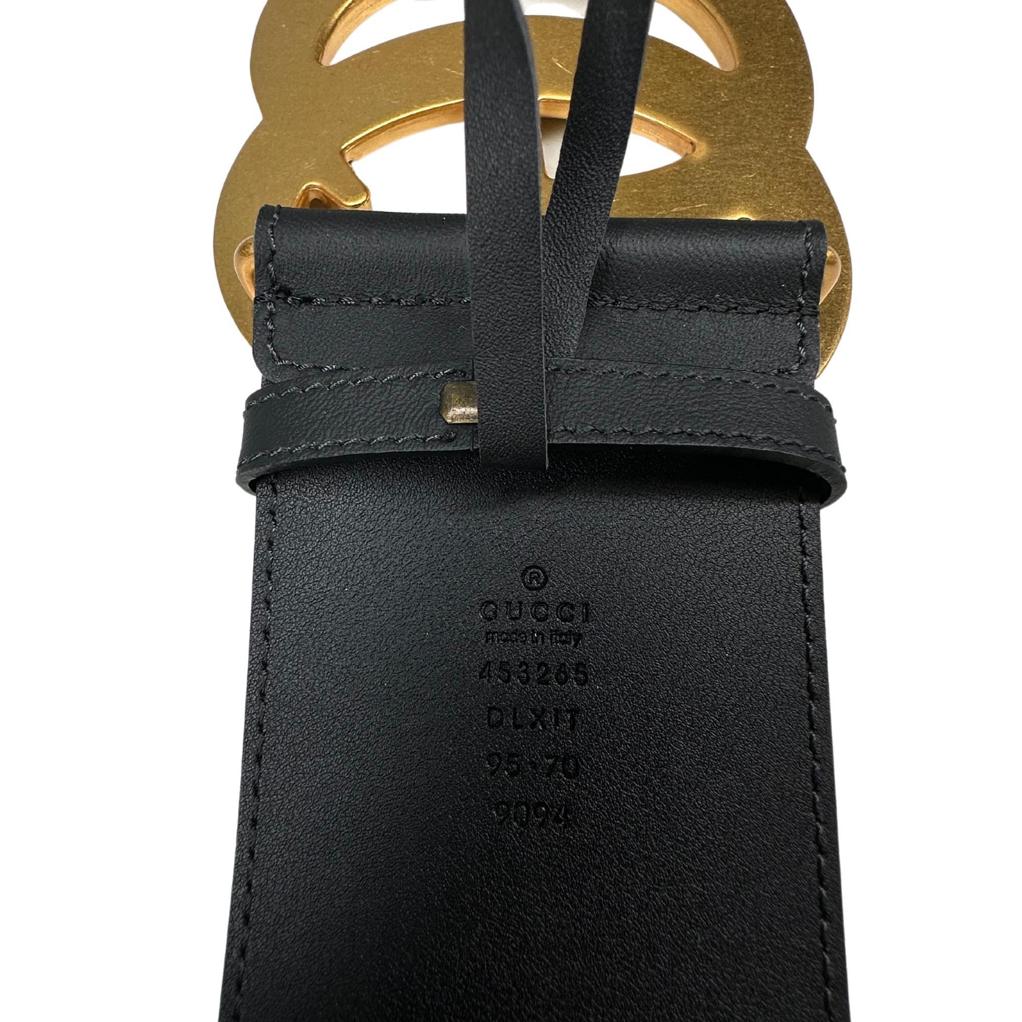 Gucci Calfskin Black Marmont GG Wide Belt (95) 453265 1
