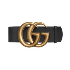 Gucci Calfskin Black Marmont GG Wide Belt (95) 453265