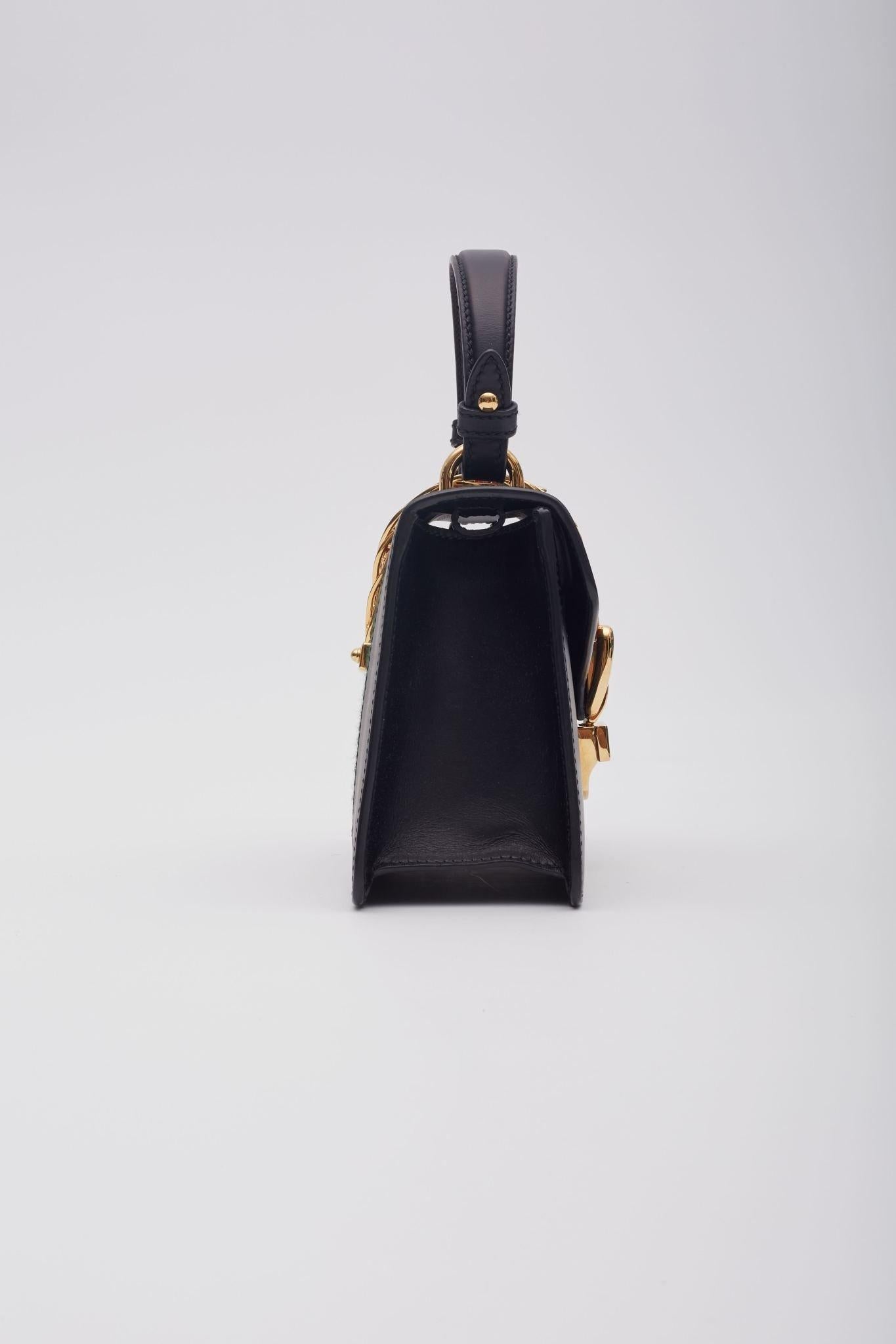Gucci Calfskin Black Web Mini Sylvie Top Handle Bag 3