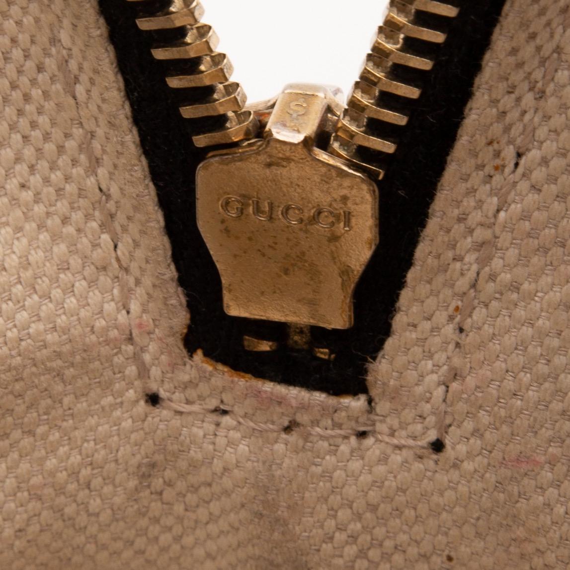 Kleine Bostoner Gucci-Handtasche aus Kalbsleder mit schwarzem Web (269876) im Angebot 5