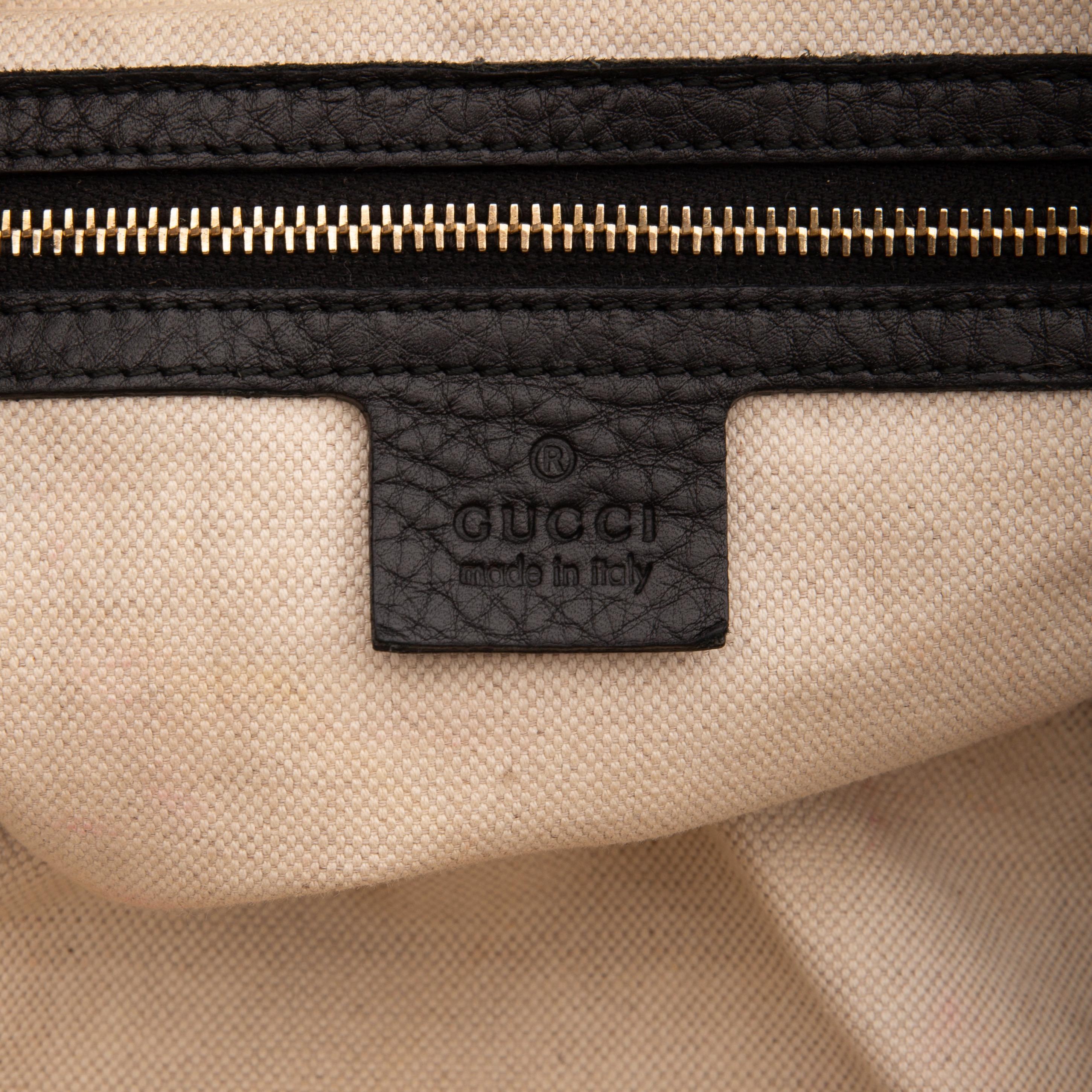 Kleine Bostoner Gucci-Handtasche aus Kalbsleder mit schwarzem Web (269876) im Angebot 3