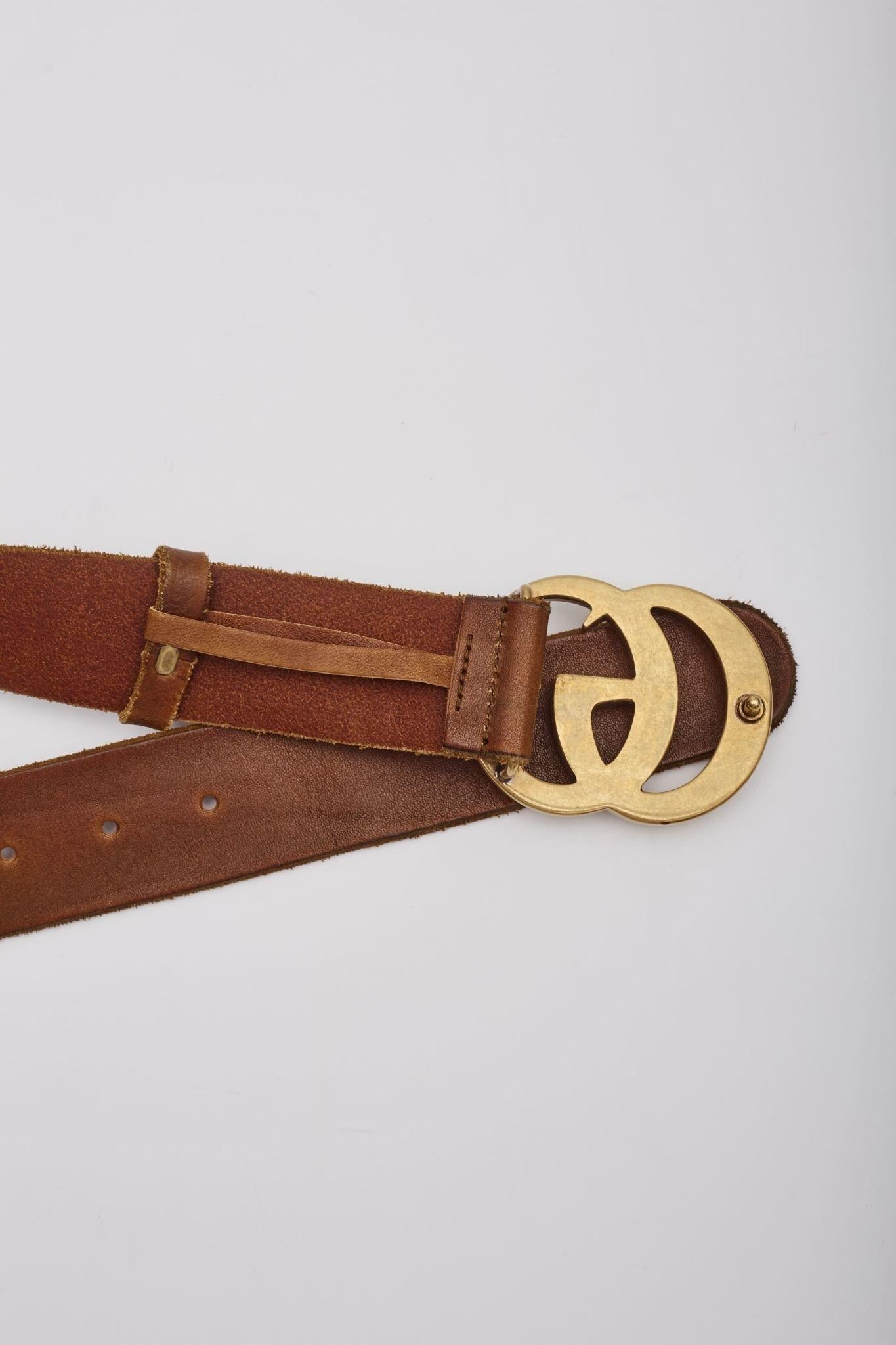 Women's or Men's Gucci Calfskin Brown Marmont GG 40mm Belt (65/26) For Sale