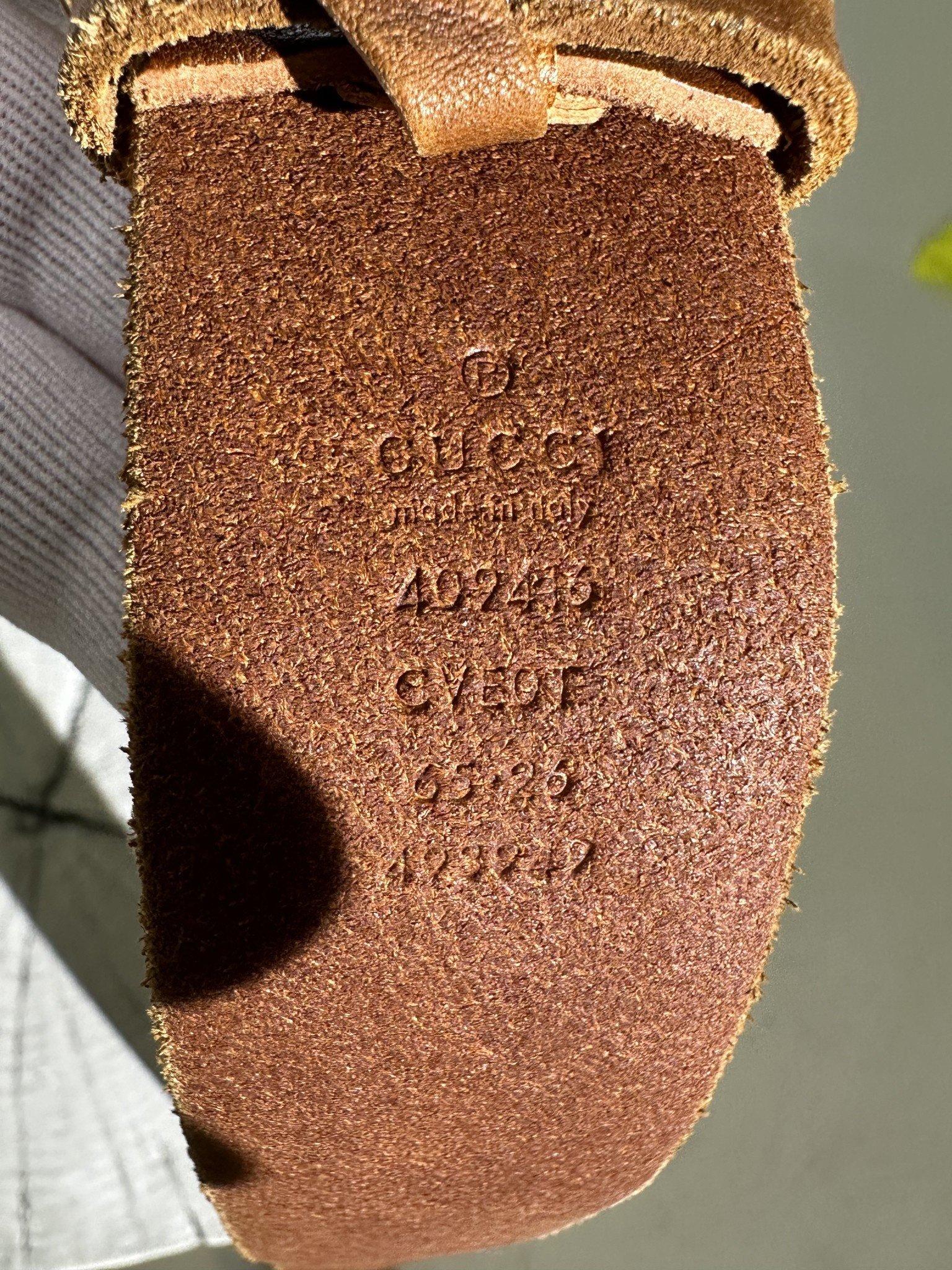 Gucci Calfskin Brown Marmont GG 40mm Belt (65/26) For Sale 2
