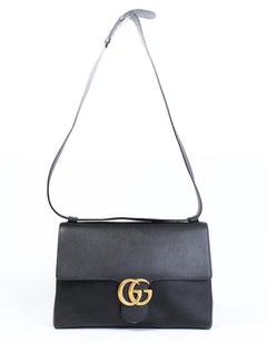 Gucci Calfskin GG Marmont Messenger Bag Black
