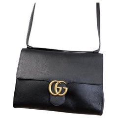 Gucci - Sac à main en cuir GG Marmont - Noir