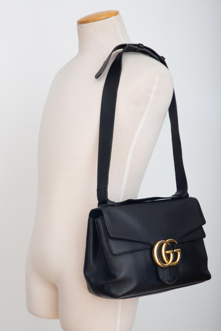 Gucci Calfskin GG Marmont Shoulder Bag Black 401173
