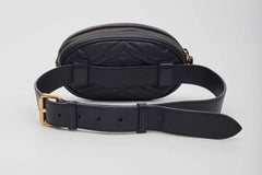Gucci Calfskin Matelasse GG Marmont Belt Bag Black
