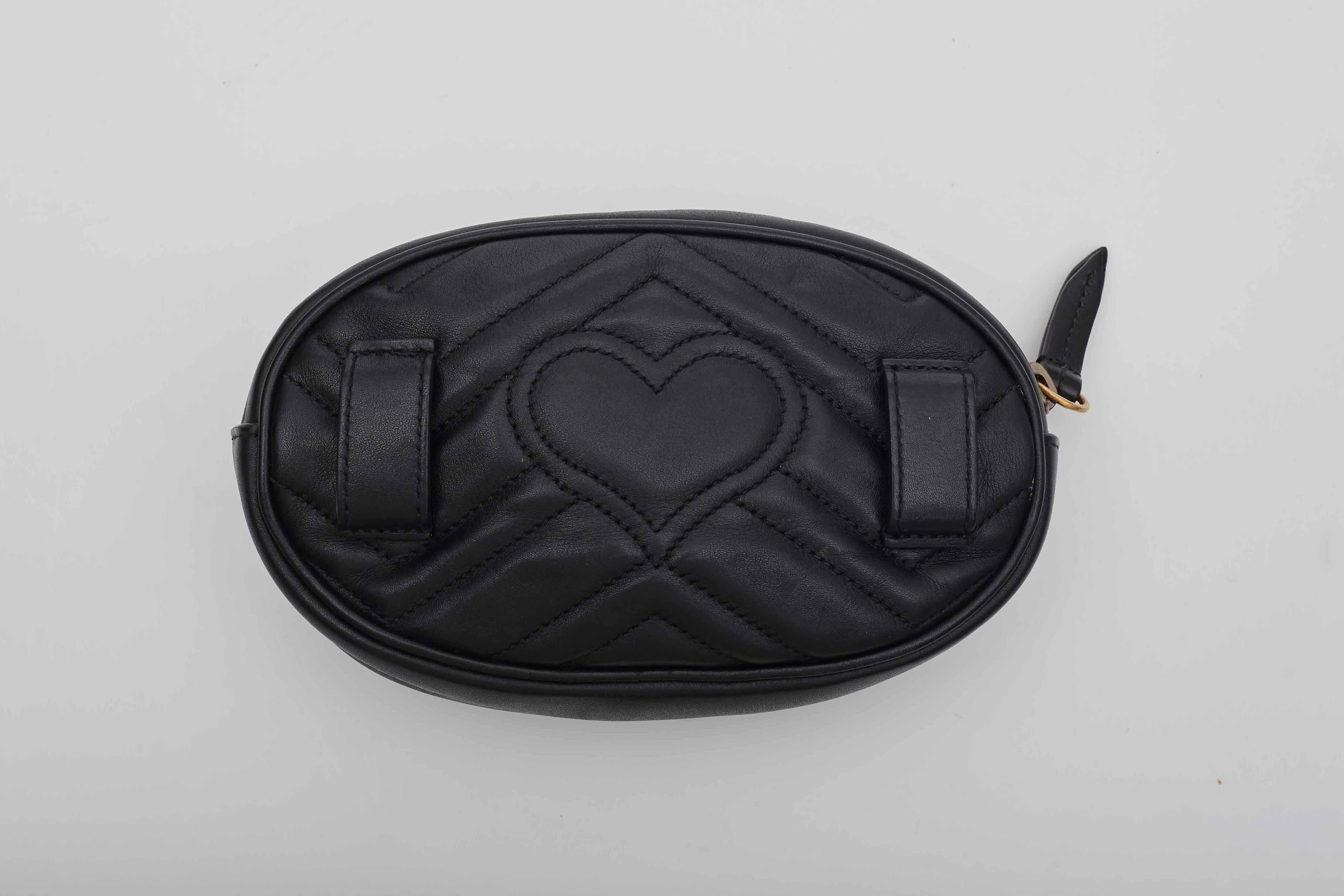 Women's Gucci Calfskin Matelasse GG Marmont Belt Bag Black For Sale