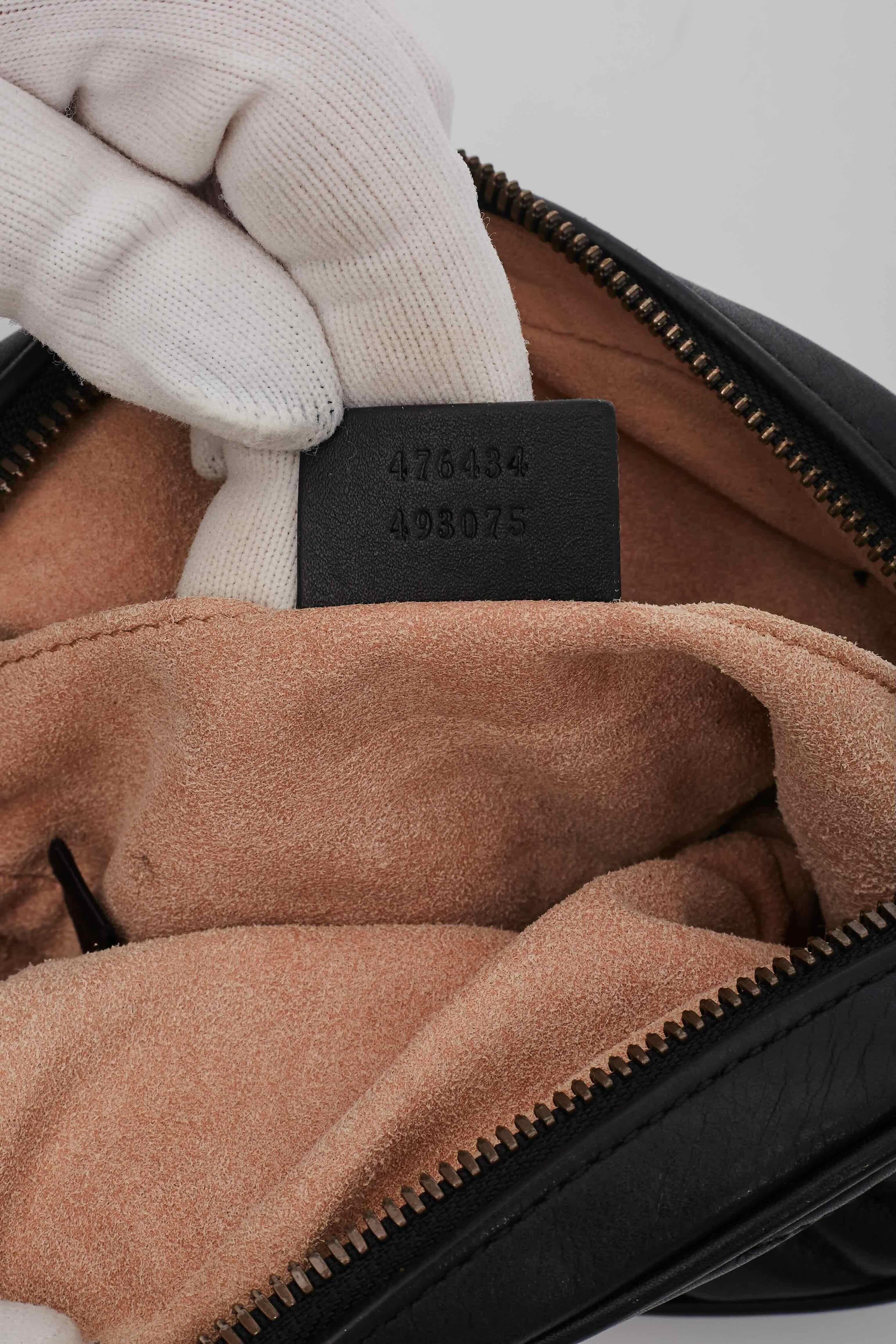 Gucci Calfskin Matelasse GG Marmont Belt Bag Black For Sale 3