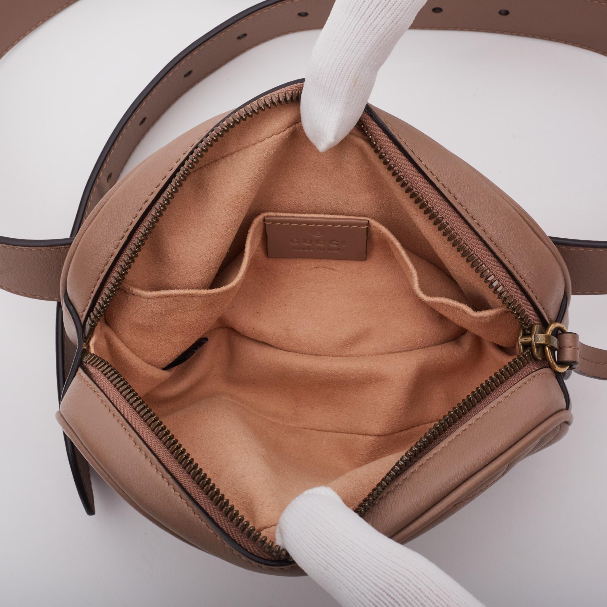Gucci Calfskin Matelasse GG Marmont Belt Bag Rose Pink (34 Waist) For Sale 3