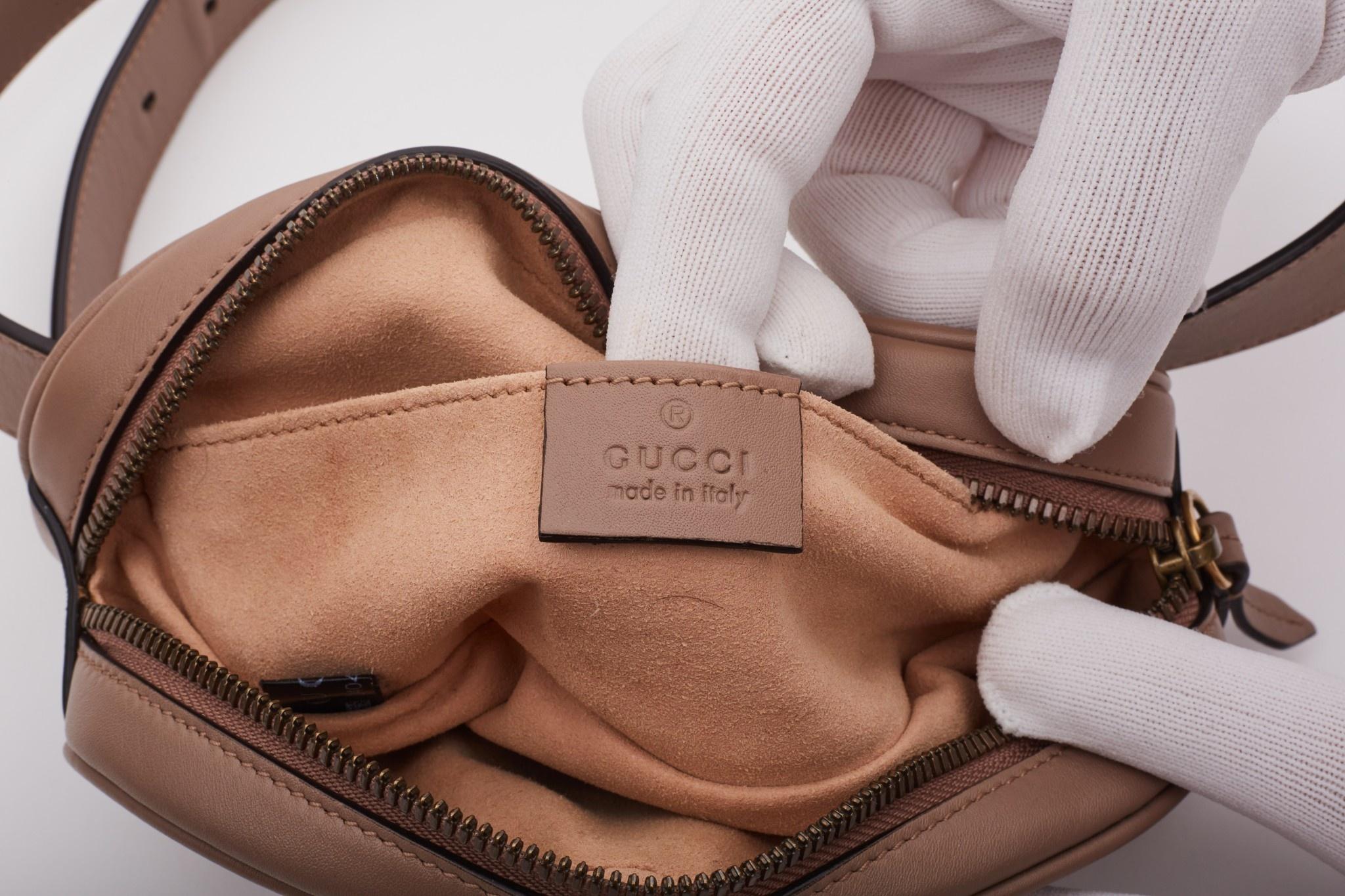 Gucci Calfskin Matelasse GG Marmont Belt Bag Rose Pink (34 Waist) For Sale 4