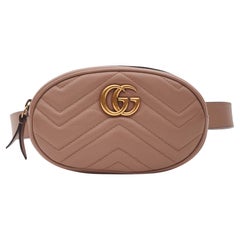 Gucci Calfskin Matelasse GG Marmont Belt Bag Rose Pink (34 Waist)