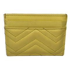 Gucci Calfskin Matelasse GG Marmont Card Holder Pastel Yellow