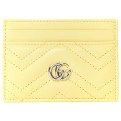 Gucci Calfskin Matelasse GG Marmont Card Holder Pastel Yellow